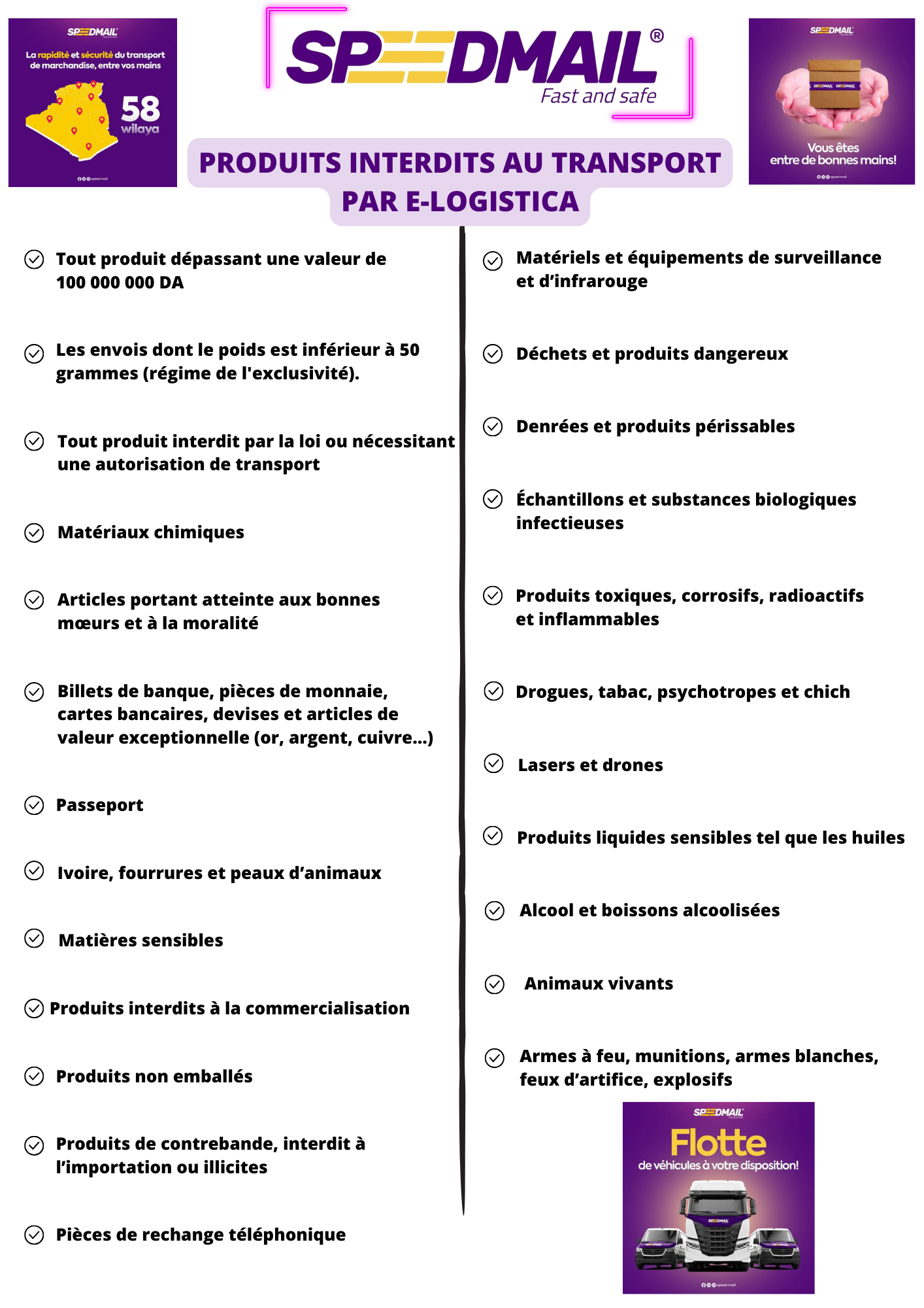Produits interdits au transport par E LOGISTECA Alcool et boissons alcoolisees Animaux vivants Armes a feu munitions et Armes blanches Feux dartifice Materiel sensible Articles portant atteinte 2
